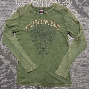 Harley-Davidson Olive Green Long Sleeve Tee